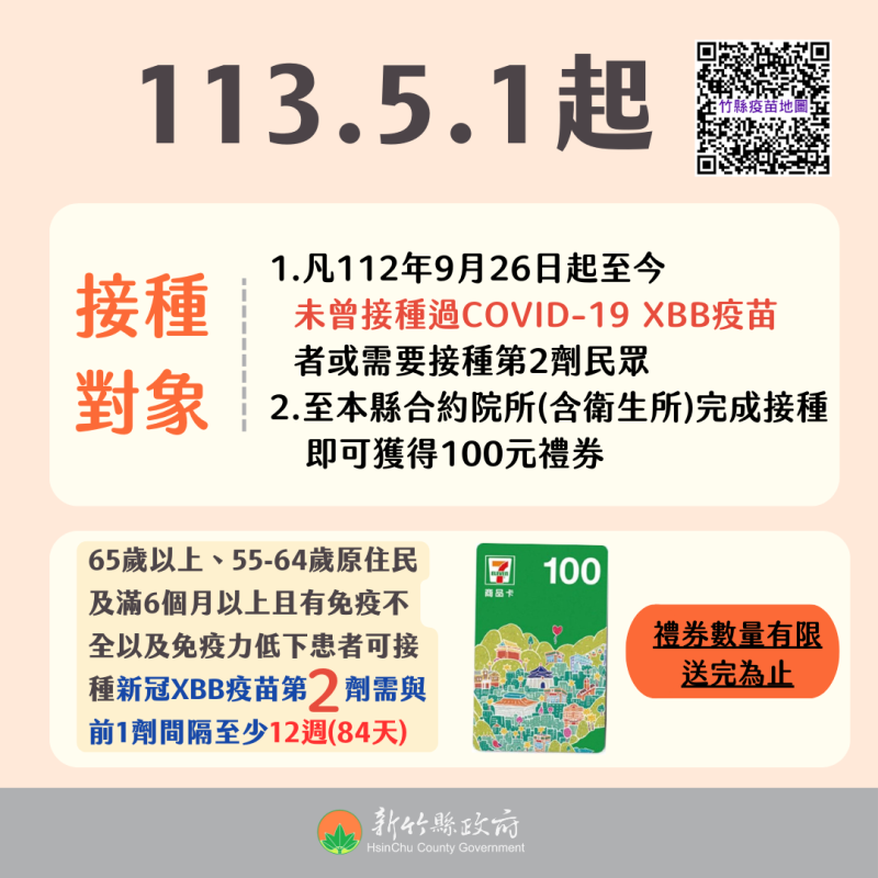 催打XBB疫苗   竹縣8鄉鎮加開10場接種站